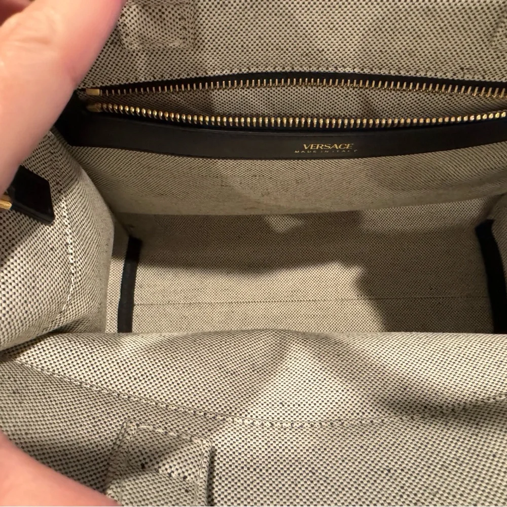 Versace Gray and Gold Canvas Tote Bag - Picture 7 of 9
